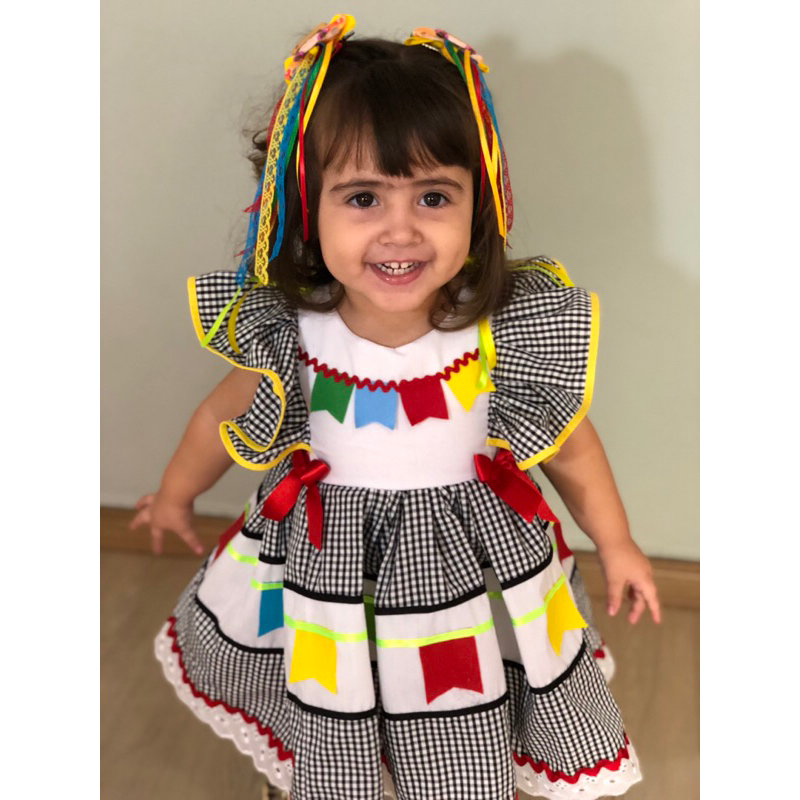 Vestido Festa Junina Quadrilha Menina Infantil Shopee Brasil