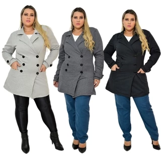Blusa de Frio Moletom Flanelado Com Bolsos Feminino Moda Blogueira Inverno Frio M/G/GG/G1