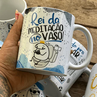 Caneca de Porcelana Rei da Meditação no Vaso Flork Frases divertidas Dia dos Pais