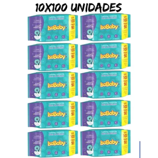 Kit 1.000 lenços umedecidos isababy (10 pacotes com 100)