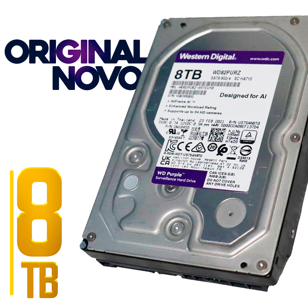 Hd 8tb Sata 7200rpm - 256mb Cache - Wd Purple Pro Wd8001purp Pro Cor Prata