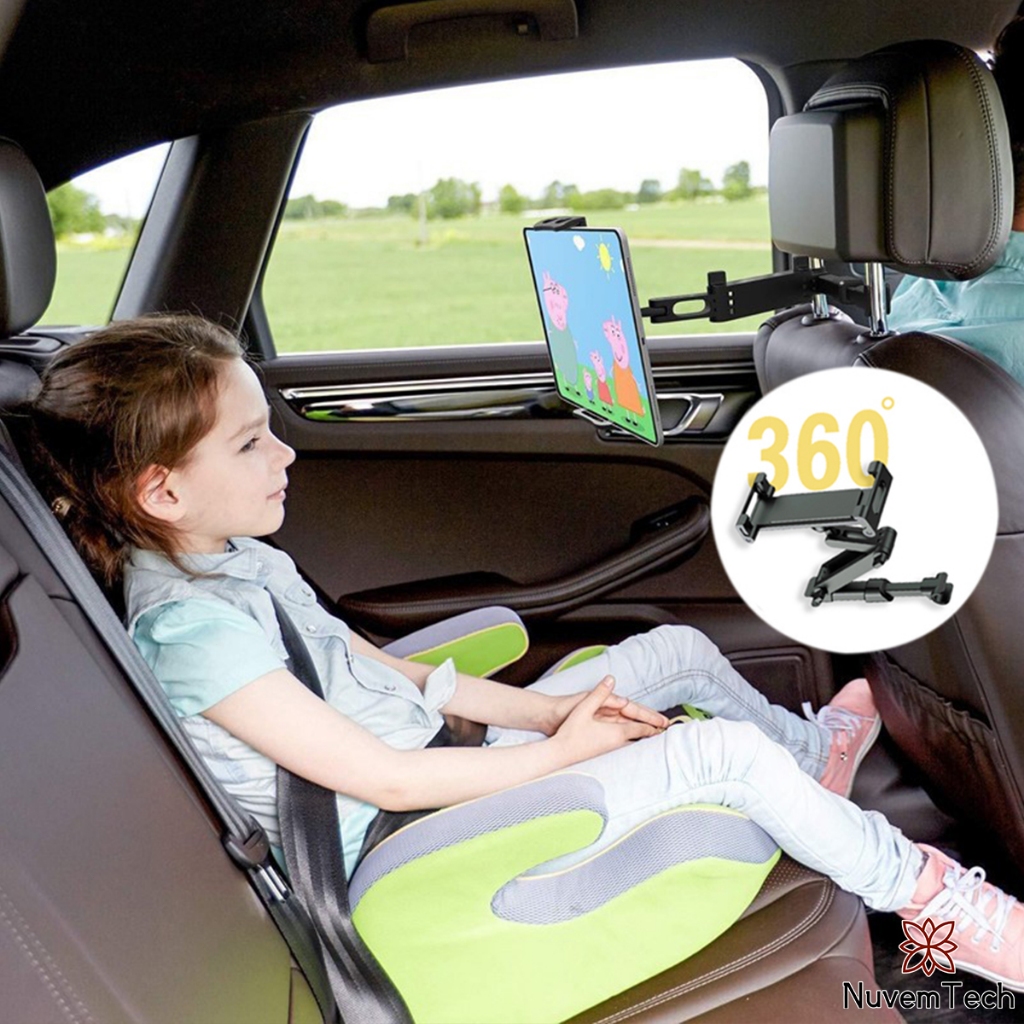 Suporte Veicular Para Celular Banco Traseiro 360 Graus Giratória Suporte De Tablet Dobrável E Extensível