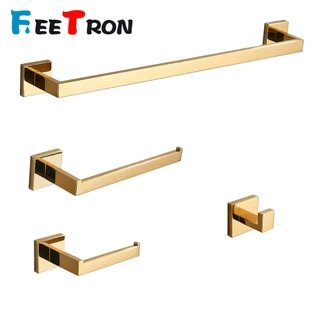 Toalheiro dourado brilhante de 60 cm em aço inoxidável para banheiro Acessórios para toalhas