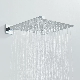 Ducha Chuveiro Do Banheiro Cromada/Preto Inox 304 Quadrado 20/25/30 cm Com Braco 35cm