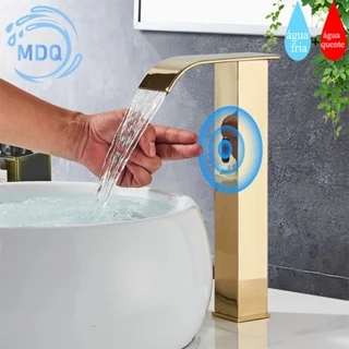 Sensor Torneira Banheiro Automática Saída Curva Da Cascata Alto Dourado/Cromado/Preto