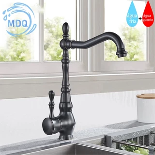 Torneira Cozinha Gourmet Rotação De 360°Bico Longo Monocomando Água Quente E Fria Misturador