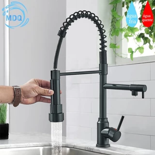 Torneira Cozinha Gourmet Inox Água Quente E Fria Guindaste Monocomando Com Spray Extensor