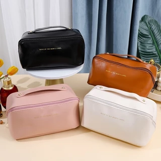 Saco Cosmético De Couro PU De Grande Capacidade Cosméticos Portáteis De Viagem Para Viagens