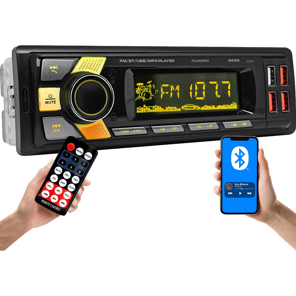 Rádio MP3 Player Som Automotivo Bluetooth First Option 6699 2024 ...