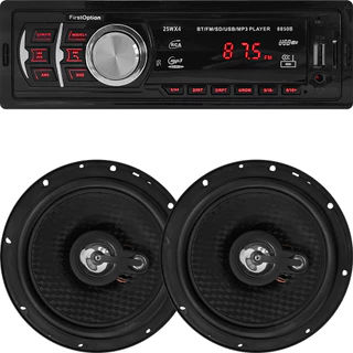 Kit Rádio MP3 Automotivo + 2 Alto-Falantes de 5 Polegadas USB Bluetooth USB Leitor de Cartão SD