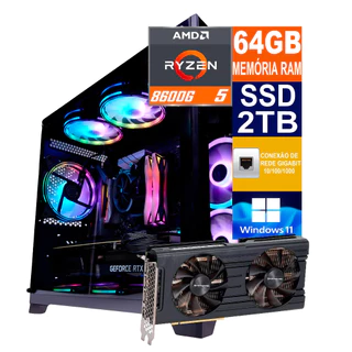 PC Gamer Cpu PC RYZEN 5 8600G / Ssd 2TB / 64GB Memória DDR5 / Placa de Vídeo RTX 3060 12GB / Fonte 700W / Windows 11