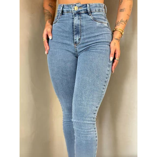 Calça Skinny Jeans Feminina Básica Com Lycra Cintura Alta Corte Empina Bumbum Moda.