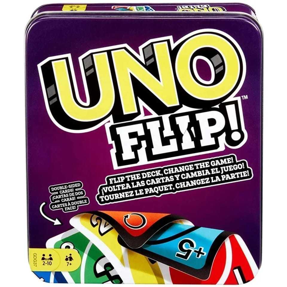 UNO Flip CAIXA ou LATA Jogo de Cartas Divertido