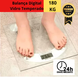 Balança Digital Corporal Eletrônica Vidro 180kg Vidro Temperado Academia Banheiro Balança de Cozinha
