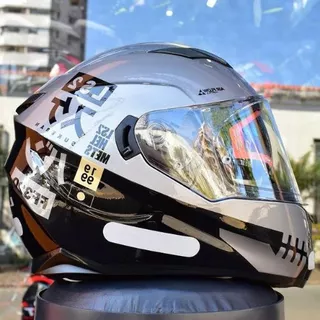Capacete Ls2 Stream Sukebam Preto Titanium Dourado com óculos