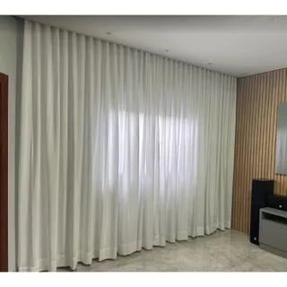 CORTINA GAZE DE LINHO 6M (larg.) x ALTURA - WAVE - PARA TRILHO MAX - SOB MEDIDAS