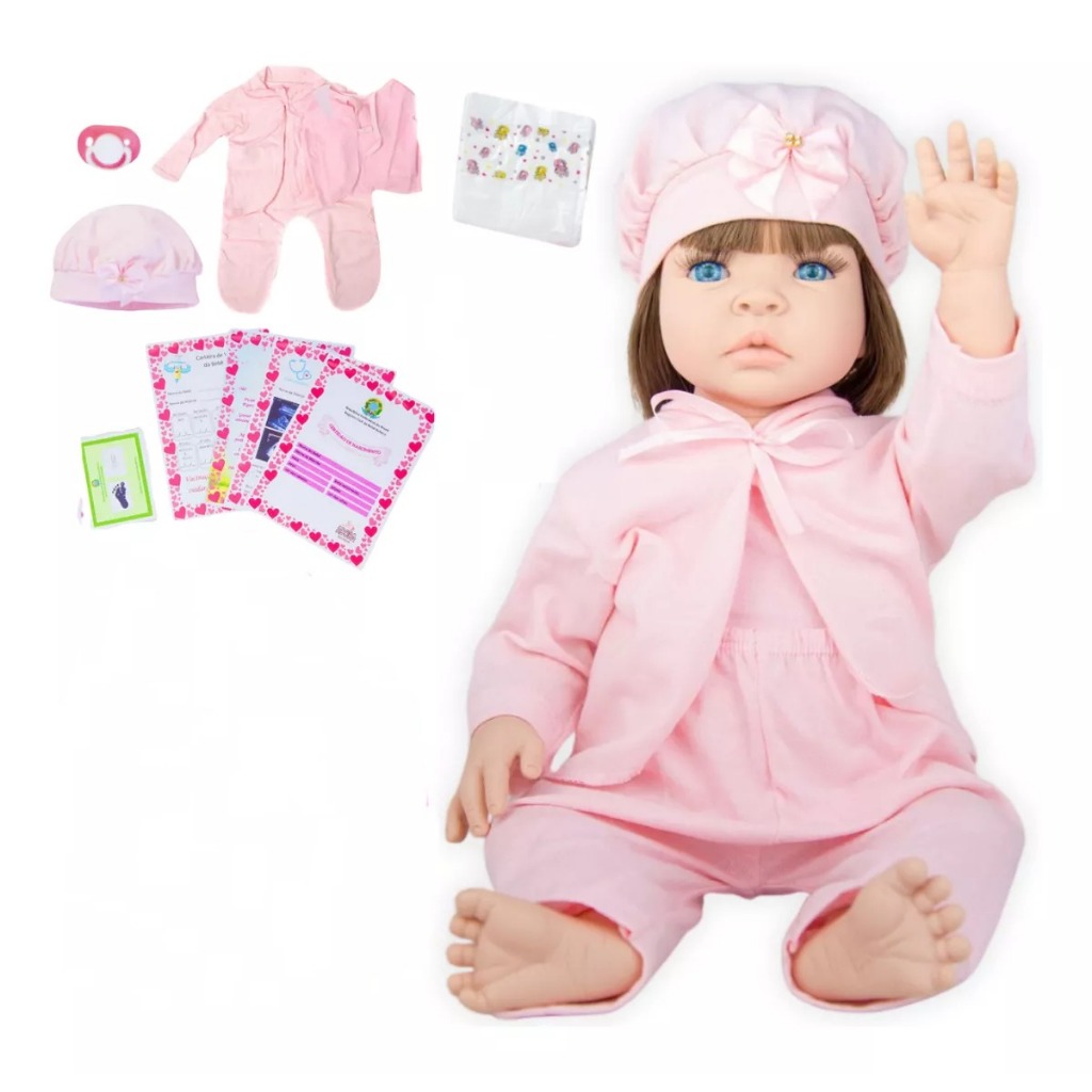 Bebê Reborn Boneca Menina Realista Pode Dar Banho E Itens