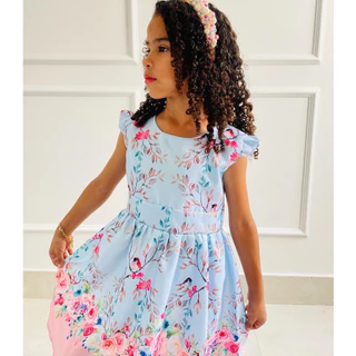 Vestido Infantil Floral Feminino Estampado Flores Rodado Criança casual