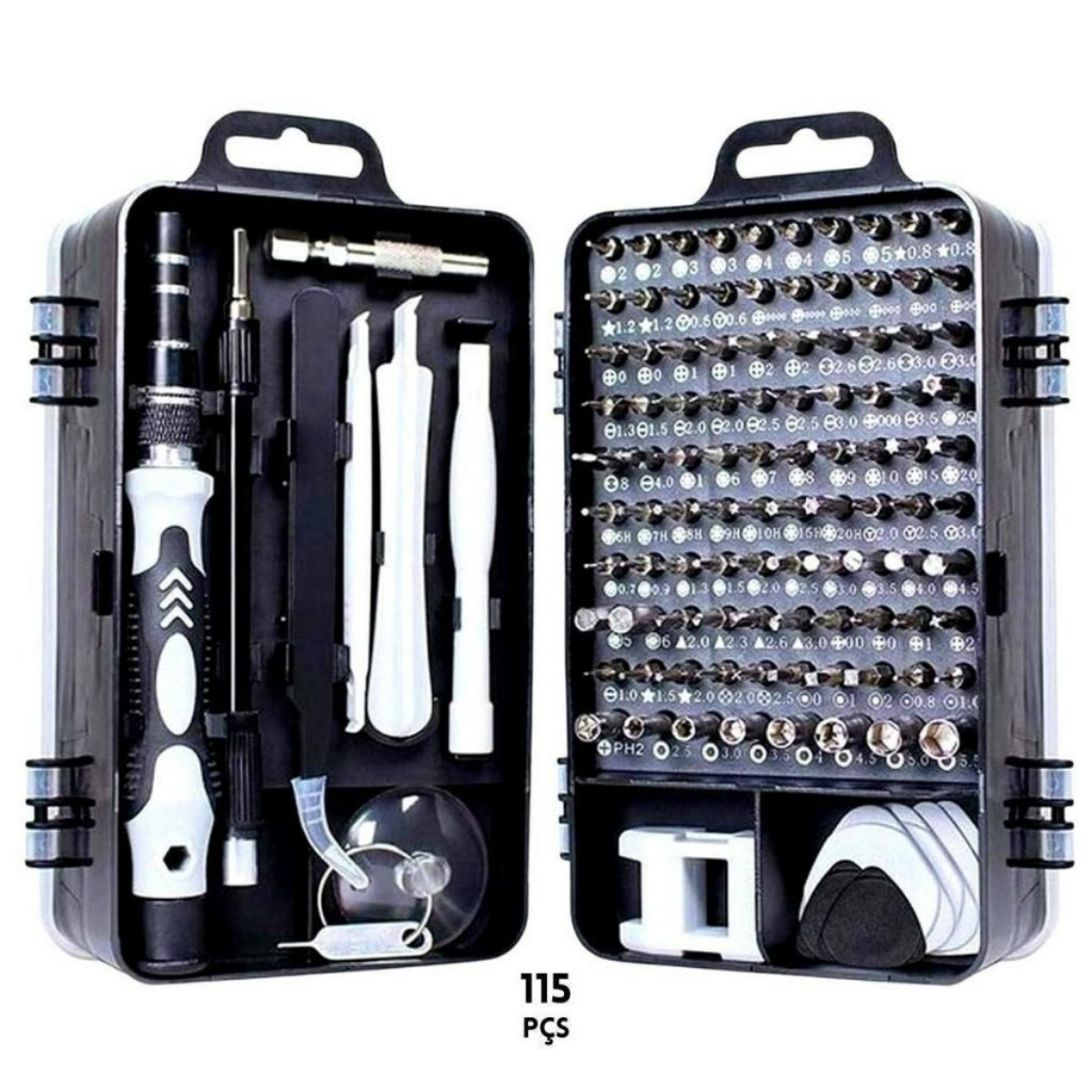 Kit Ferramentas 115 Peças Jogo Mini Chaves Precisão Multiuso