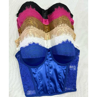 Cropped Corselet cetim com bojo de amarração premium