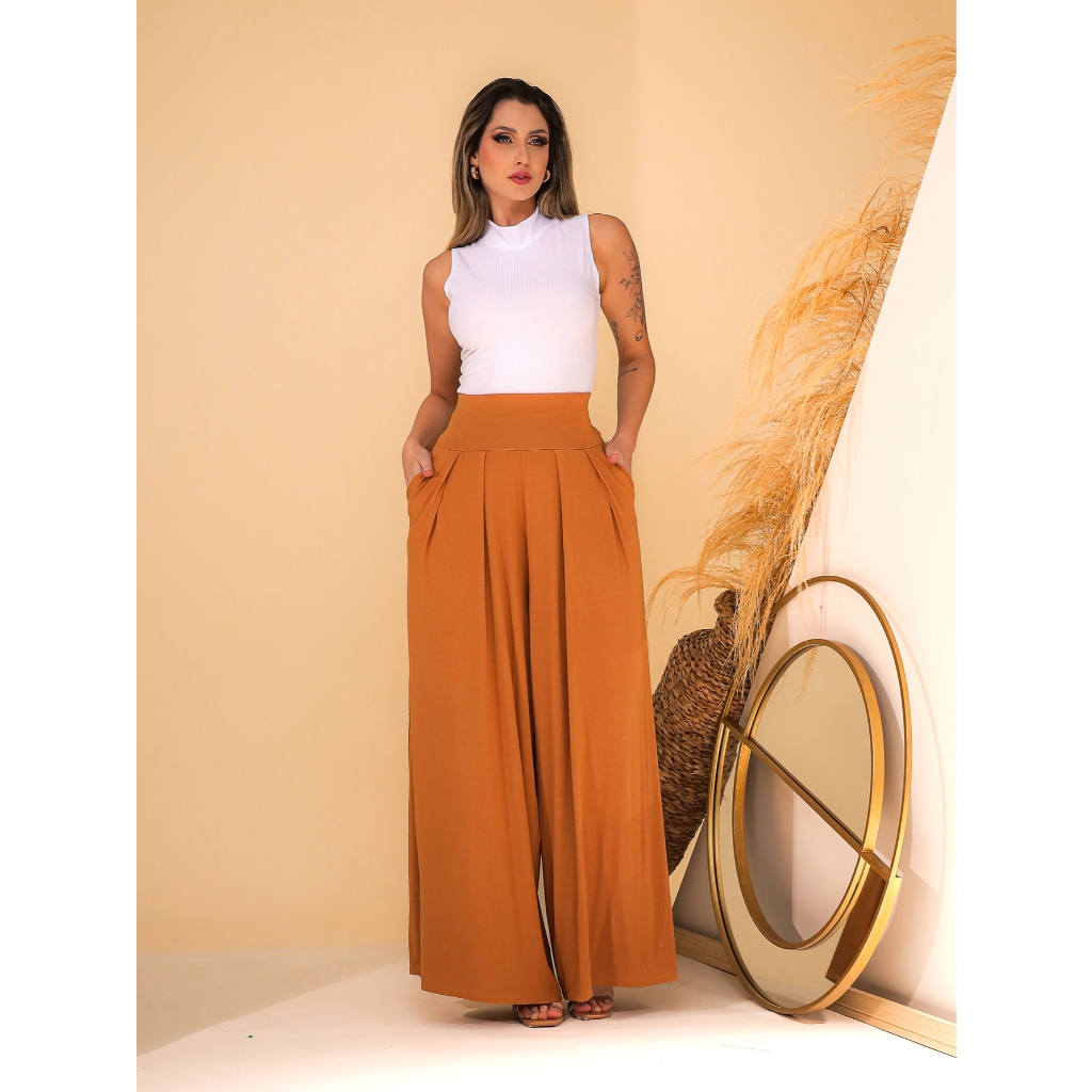 Calça Comprida Cos De CalÃ§a Social Calça Pantalona Boca Larga