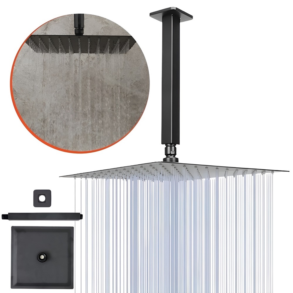 Ducha Chuveiro De Teto Preto 30x30 Slim Super Luxoc