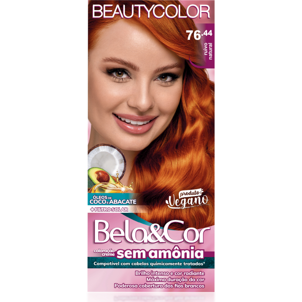 Kit Coloração Sem Amônia 76.44 Ruivo Natural Tonalizante Bela E Cor ...