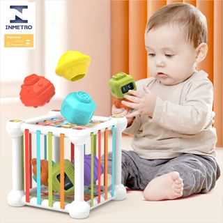 Brinquedos Educativos Montessori Cubo Sensorial Colorido Com Faixas Elásticas Para Bebê Torre Robô