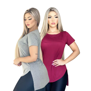 Kit 2 Blusinha Feminina Longline Sobre Leg Academia Tapa Bumbum Promoção