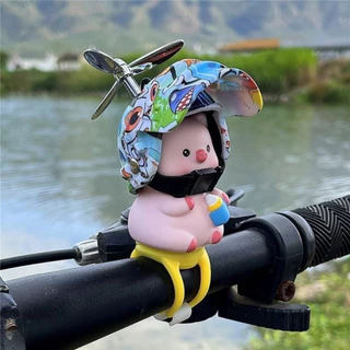 Porco Pig Porquinho pork Pato Com Led Capacete Hélice Bike Carro Moto Guidão Enfeite