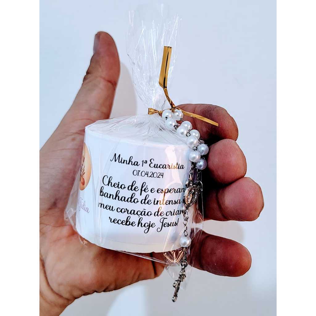 Vela Torneada Blanca, Verde Y Rosada Con Flores Para Bautizo O Primera