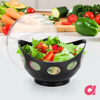 Saladeira Gourmet Grande Com Tampa Hermética E Pegador Em Acrílico de BRINDE