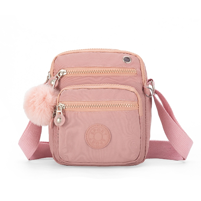 Bolsa feminina Pequena Nylon impermeável casual Transversal tiracolo com pompom