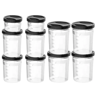 Kit Com 10 Potes Tampa Rosca Preta Uninjet Armazenamento De Alimentos