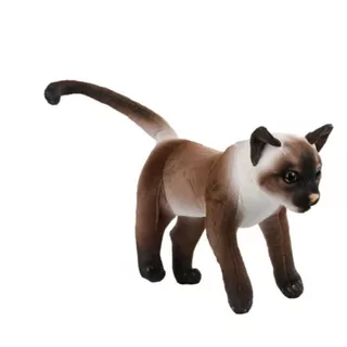 Gato Pelúcia Em Pé Realista Siâmes Macio