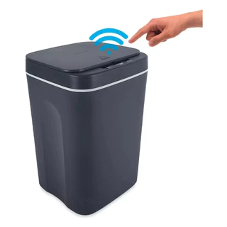 Lixeira Automática Recarregável Com Sensor Aproximação Cinza 16 Litros Quarto Cozinha Banheiro