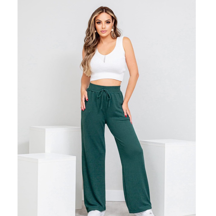 Calça Feminina Pantalona Lanzinha Soltinha com Bolso feminina