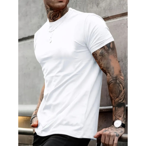 Camiseta Algodão Egípcio Básica Premium com Elastano não Amassa Unissex - Branca