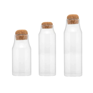 Kit 3 Porta Mantimentos de Vidro Borossilicato com Tampa Rolha 820ML-290ML-250ML Lyor