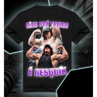Camiseta camisa academia- "MEU PRÉ TREINO É NESQUIK"