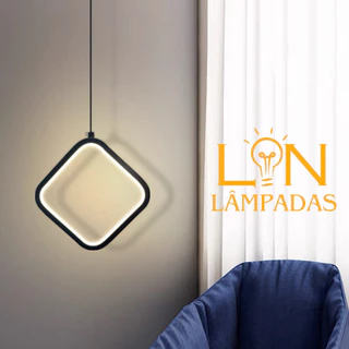 Pendente Minimalista Losango Preto Moderno Decorativo Branco Quente 3200K