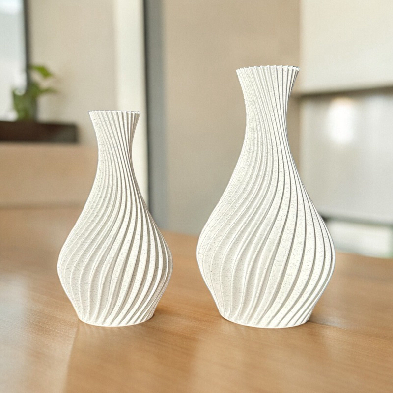 Kit 2 Vasos Decorativos em Espiral Impressão 3D - Varias Cores