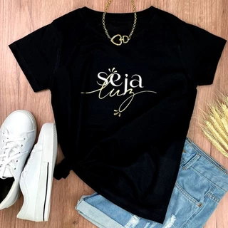 camiseta T - Shirt escrita seja luz Tecido Premium macio algodão.