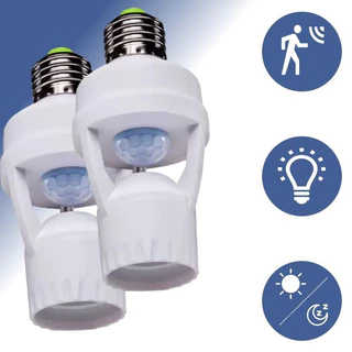 Kit 2 Sensores de Presença Com Fotocélula Para Lâmpada Soquete E27