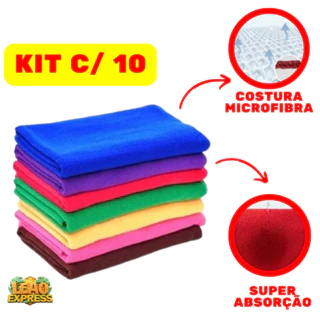 Kit 10x Pano Microfibra 28x28 Multiuso Limpeza Geral ENVIO IMEDIATO
