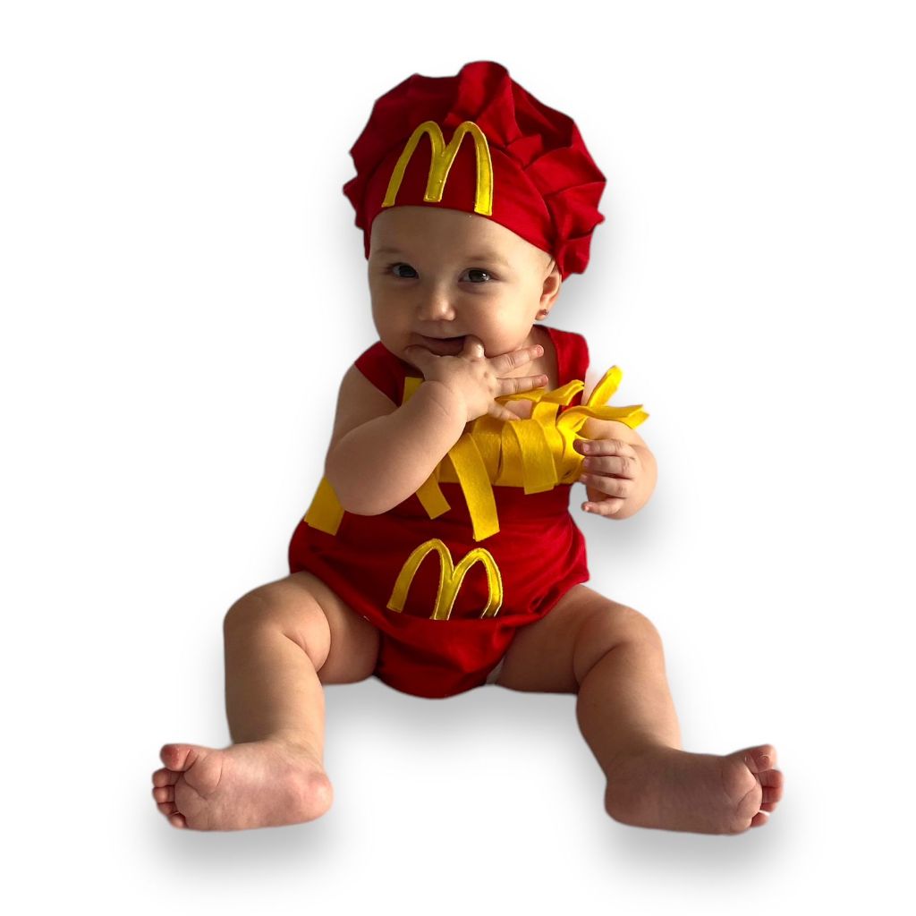 Roupa Batata Frita Romper Bebê Fantasia Inspiração Mc Donalds para  Mesversário, Aniversário, Sessão de fotos | Shopee Brasil