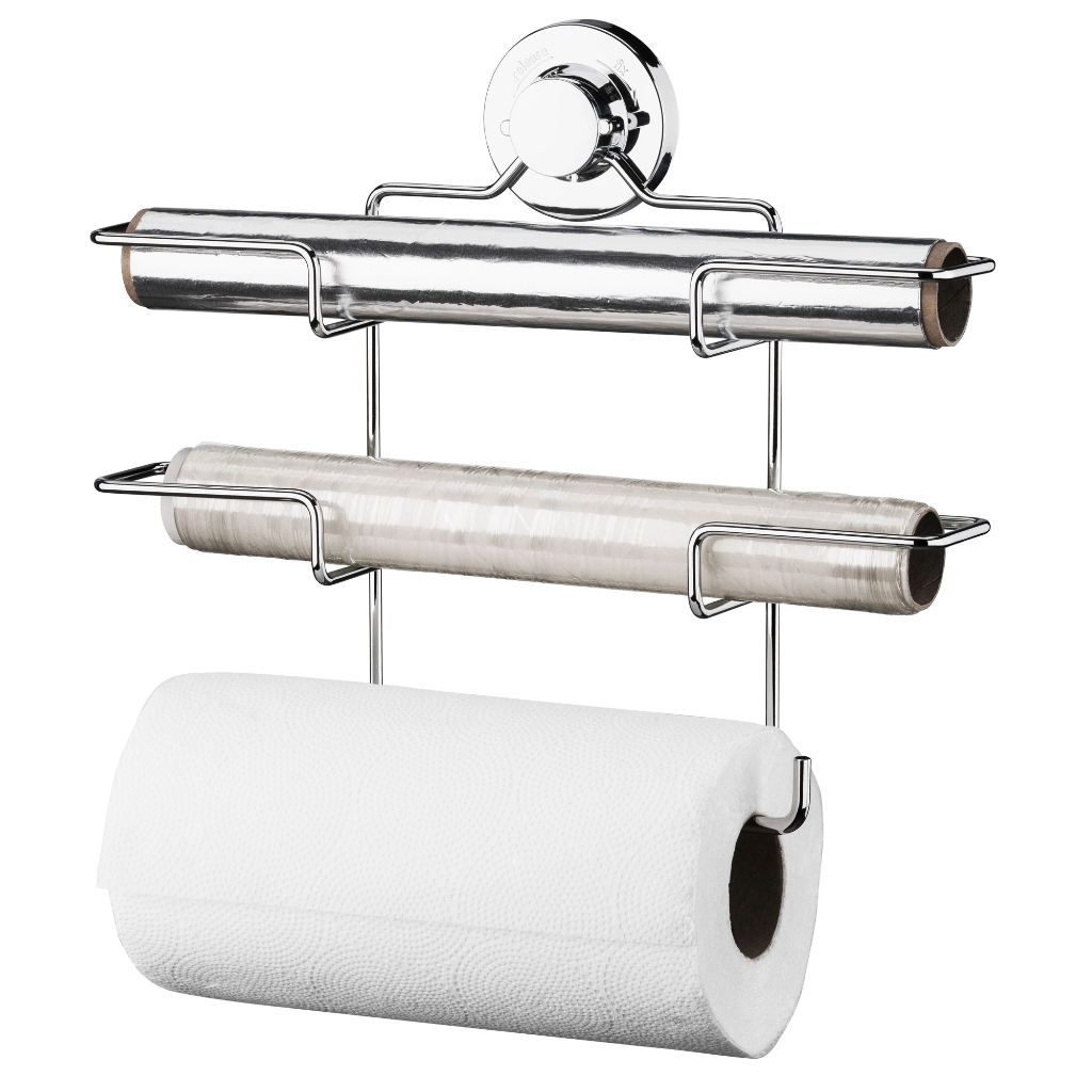 Suporte Triplo para Papel Toalha/Alumínio/PVC com Ventosa