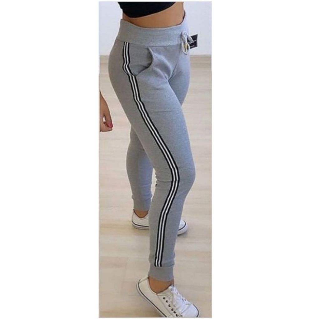 Jogger Feminina CalÃ§a Ribana Feminina Com Listra Calça Ribana - Main Image