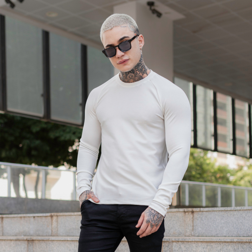 Sueter Canelado Slim Fit Para Os Dias Frio Queima De Estoque