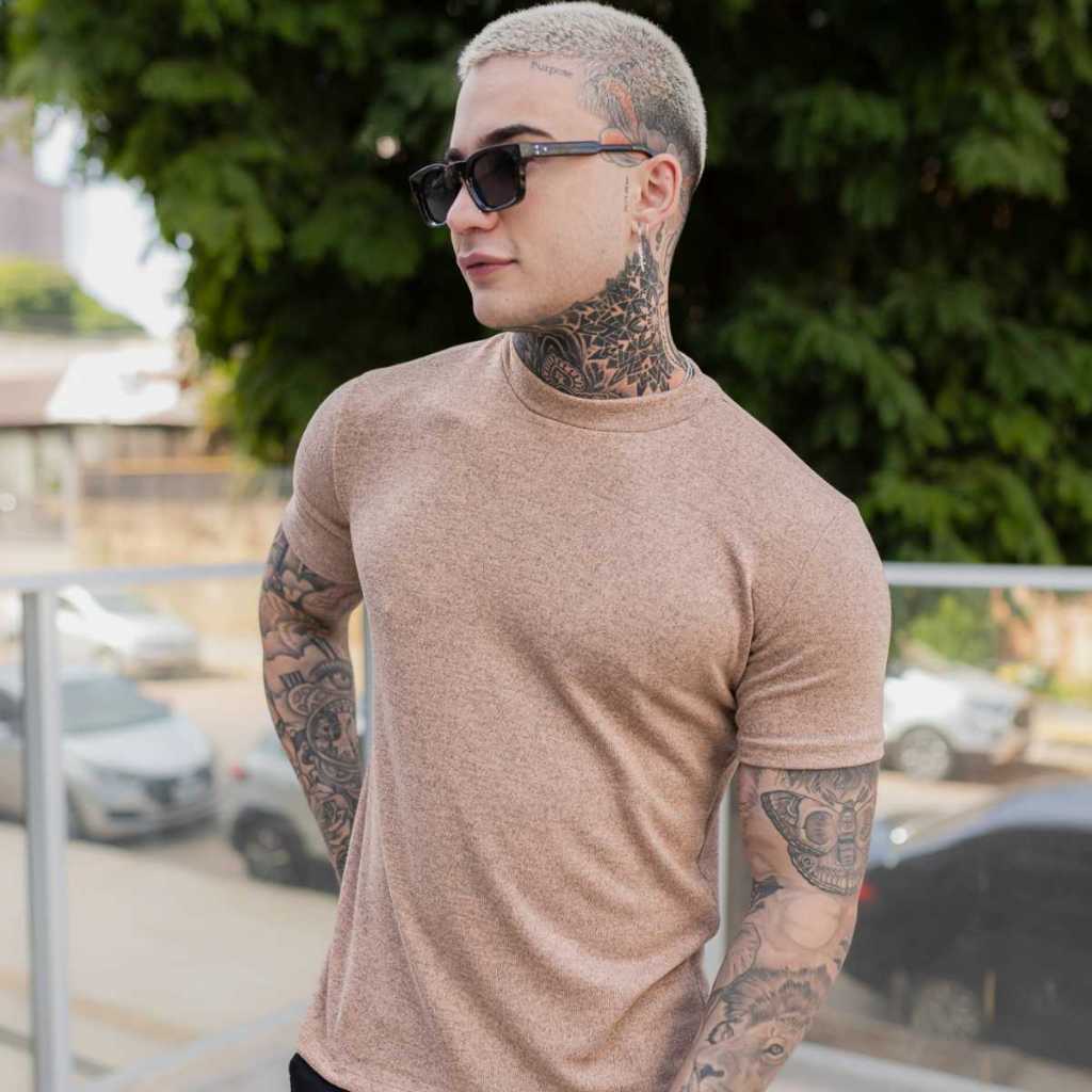 Sueter de tricot slim fit manga curta gola media varias cores QUEIMA DE ESTOQUE